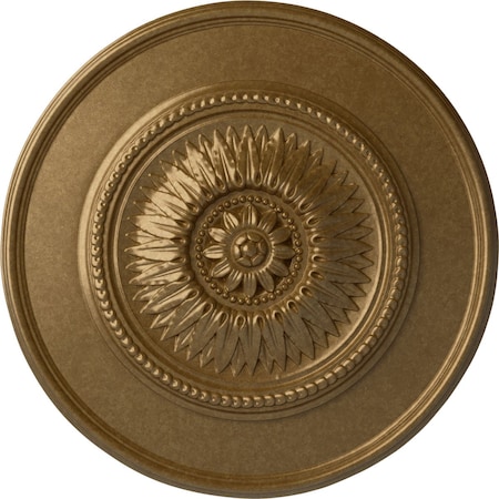 Floral Ceiling Medallion, Hand-Painted Pale Gold, 23 1/2OD X 2 3/4P